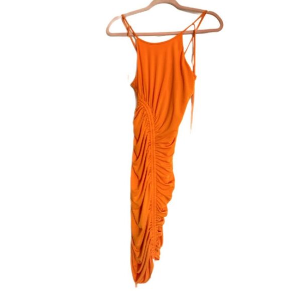 NWT Zac Posen tangerine halter ruched dress Size 2 - Picture 5 of 7